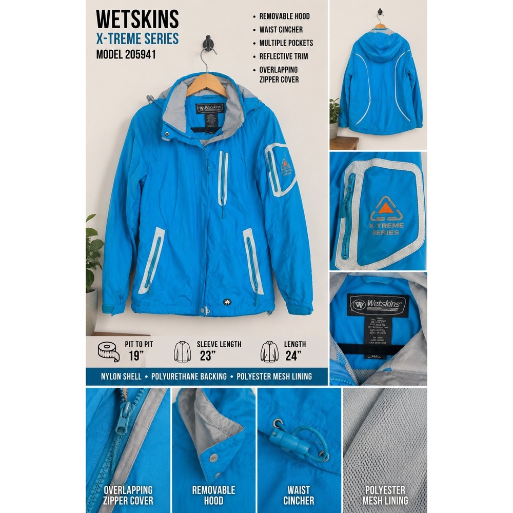 Vintage Wetskins X-Treme Series Turquoise Utility Outdoor Jacket Sz S Hiking